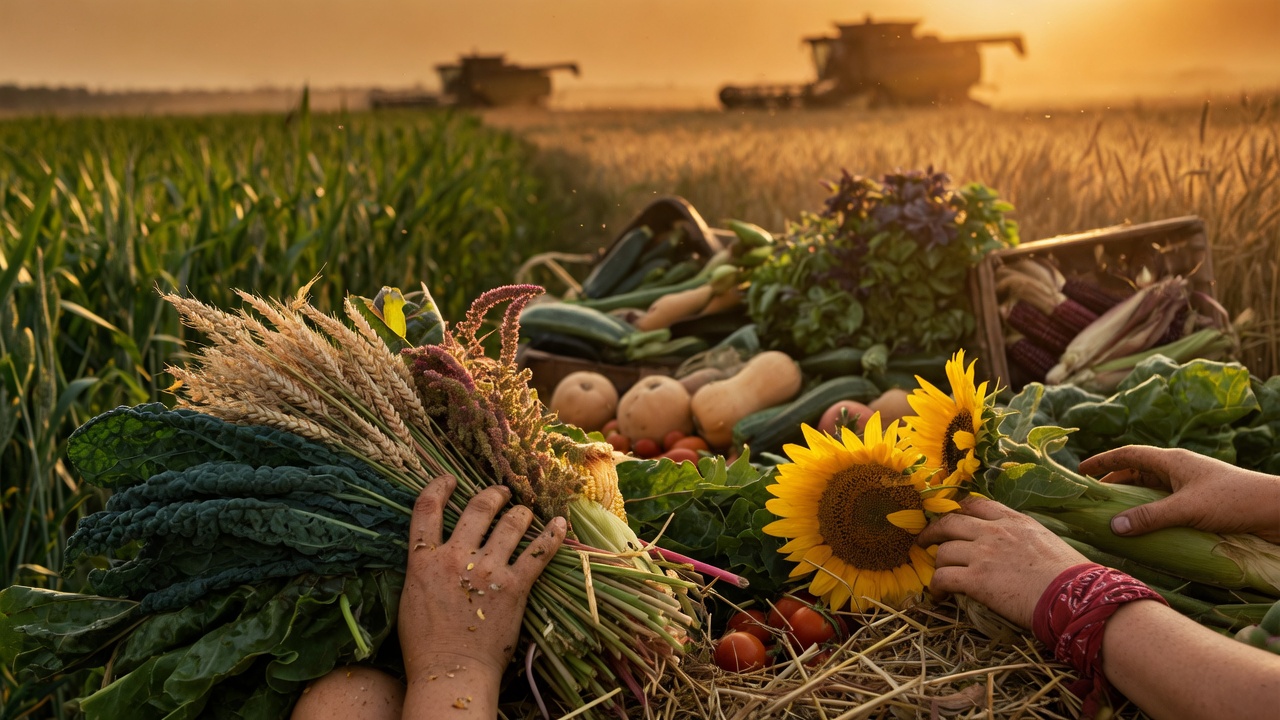 Full-bleed harvest photograph