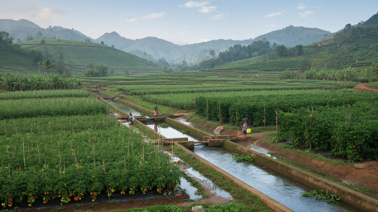 Sri Lanka — farmland, tomatoes, pepper vines